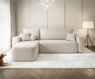Ecksofa Schlafsofa Sofa AGEPO Stoff Curio Beige Ottomane Links