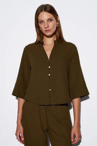 Damen Polyester Crepe Bluse