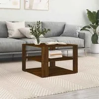 furnicato Couchtisch Stilvoller 58x58x40 cm in Braun Eichen-Optik aus (1-St), Wohnzimmertisch mit 3-stufiger Ablage und feuchtbeständiger Fläche