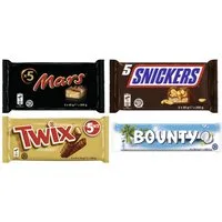 Mars GmbH Süßigkeit Multipack-Mix Mars 5x45g, Snickers 5x50g, Twix 5x50g, Bounty 9x28,5g