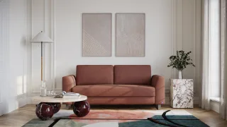 BRUNO Schlafsofa 160cm in Hazelnut Rot Braun | Klassik | stabiles Massivholz & Boxspringkomfort