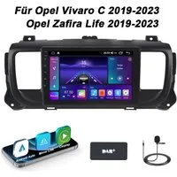 A-Sure Für Opel Vivaro C Zafira Life 2019-2023 4+64GB Apple Carplay GPS Navi Autoradio (Digitalradio (DAB), FM, AM, 1280*800 IPS Screen/8-Core CPU)