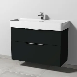 Sanipa 3way Waschtischunterbau zu Laufen VAL Waschtisch mit 2 Auszügen, Vulkan-Matt UP8241V