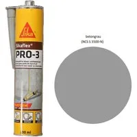 Sika Dichtstoff Sikaflex Pro 3 Polyurethan Dichtstoff 300ml Kartusche betongrau, gebrauchsfertig, Innen- und Aussenbereich