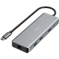 Hama USB-Hub (Dockingstation mit 9 Ports, USB-C, HDMI™, USB-A, LAN, 4K) USB-Adapter USB-C, 15 cm