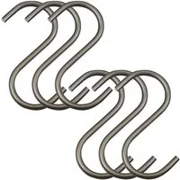 SO-TECH® S-Haken für Rundstäbe bis Ø 30 mm für Garderoben, Küchenreling uvm., (Spar-Set, 6-St), Rohstahl klar lackiert