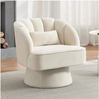 GarveeMore Drehsessel 360-Grad-Sessel mit Samtpolsterung,bequemer runder Loungesessel, gestreifter Rückenlehne und Samtpolsterung,für Wohnzimmer,Schlafzimmer