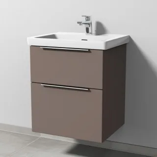Sanipa 3way Waschtischunterbau zu Villeroy & Boch Subway 3.0 Waschtisch mit 2 Auszügen, Taupe-Matt UP8521T