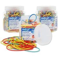 WESTCOTT Gummiband Gummibänder 80g, ca. 170 Bunte Gummiringe Haushaltsgummis, verschiedene Größen ⌀ 60mm, 50mm, 38mm