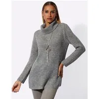 creation L Strickpullover Woll-Alpaka-Mix-Pullover Langarm Ripp