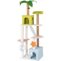 COSTWAY Kratzbaum, mehrstöckig, mit 2 Katzenhöhlen, Plattformen, 180cm