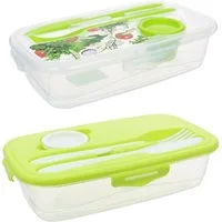 Neuetischkultur Lunchbox Frischhaltedose mit Besteck 2 Stück Easylunch, Kunststoff, (2-tlg., 2 Dosen mit Deckel und Besteck in 2 verschiedenen Farben), Lunchbox Salatbox To Go