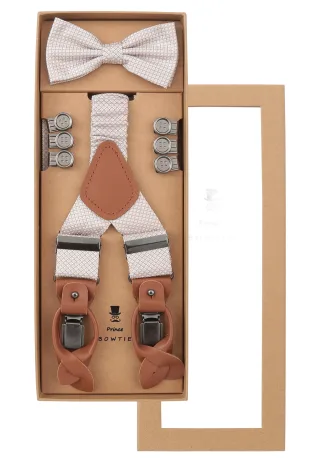 prince bowtie - Set Hosenträger+Fliege Micro beige - Gr. - OS
