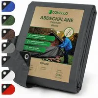 Covello Schutzplane 260g/m² grau, Abdeckplane mit Ösen wasserdicht, Plane UV-stabilisiert in vielen verschiedenen Farben & Größen