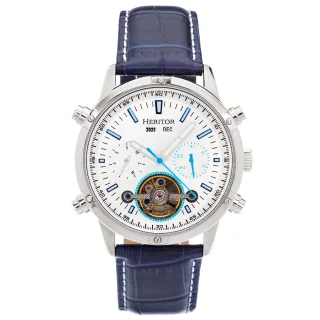 Heritor Automatik Wilhelm Semi-Skelett Lederarmbanduhr mit Tag/Datum