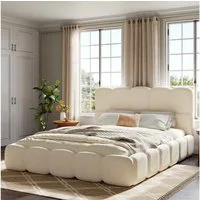 Flieks Polsterbett, Doppelbett 180x200cm mit Lattenrost und gepolstertes Kopfteil, Samt