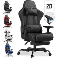 HOMALL Gaming-Stuhl Massage Gaming Stuhl mit Fußstütze 90-135° Rückenlehne einstellbar (Bürostuhl Ergonomisch,Verstellbarem Lenden- & Kopfkissen,mit Fußstütze), Ergonomischer Bürostuhl,Kopfstütze und Lendenstütze