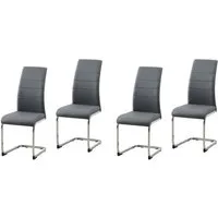 HTI-Line Freischwinger Schwingstuhl 4er Set PU grau SallyC (Set, 4 St), Freischwinger Esszimmerstuhl Kunstleder