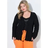MIAMODA Strickjacke Strickjacke gerade Passform Ajourstrick Langarm