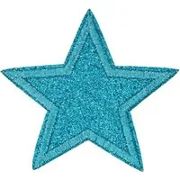 maDDma Aufnäher 3 Glitzer Stern Aufbügler 65mm Aufnäher Applikationen, Polyester, Polyethylen Schicht, (3 er Paket, 1-tlg), türkis