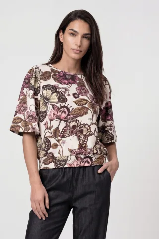 monari - Sweatshirt mit Blumenmuster antique white gemustert - Gr. - 34