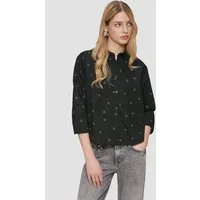 QS Kurzarmbluse Bluse Baumwollbluse mit All-over-Print