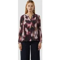 comma Langarmbluse Bluse Tunika-Bluse aus plissiertem Chiffon