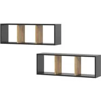Vicco Bücherregal Tomy, Anthrazit/Goldkraft Eiche, 90 x 30 cm 2er Set, 2-tlg.