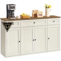 SONGMICS HOME Buffet Toolless-Technologie, Küchenschrank, Buffetschrank, 39 x 140 x 81,3 cm schnelle werkzeuglose Montage, mit Arbeitsplatte, verstellbare Ablagen