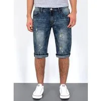 ESRA Jeansshorts Herren kurze Jeanshose mit Stretch Jeans Shorts Hose Herren Jeans Shorts Sommerhose kurze Jeans Herren Capri Jeans Stretch
