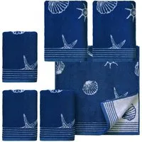 Dyckhoff Handtuch Set Seashell, Walkfrottee (Set, 6-St), mit Muschelmuster, 4 Handtücher (50x100cm), 2 Duschtücher (70x140cm)