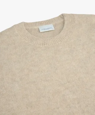 Profuomo - Beiger Wolle Alpaka Crewneck Hellbeige - Gr. - M