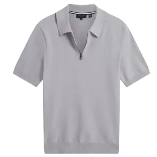 Ted Baker Fourd Polohemd Mit Fischgrätstich Und Reißverschluss, Grau