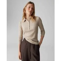 OPUS Langarm-Poloshirt SULONA Slim mit Rippenstruktur schmale Passform, weicher Griff