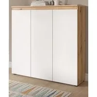 Inn.Furn Kombikommode Assino (Hohe Mehrzweck Kommode in Eiche mit Weiß, 3-türig, 105 x 111 cm), variabel einrichtbar, bis zu 10 Fächer