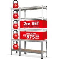 EASYmaxx Schwerlastregal Schwerlastregal & Werkbank 2er-Set, 2-tlg., GS geprüftes Lagerregal,  5 belastbare Holzböden