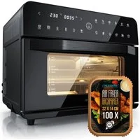 Arendo Minibackofen Airfryer 25L Edelstahl Multifunktionsofen, XXL Heißluftfritteuse 1800W, mini Backofen mit Backpapier, Backblech, Dörrblech, Rost, Frittierkorb