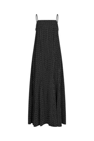 samsøe & samsøe - Plissiertes Maxikleid schwarz - Gr. - XS