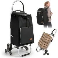 Sekey Einkaufstrolley Treppensteiger klappbar Einkaufswagen 4-in-1 Trolley mit Kühltasche, 60 l, 50L Abnehmbarer Rucksack – flexibel und praktisch