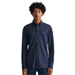 Gant - Button-Down-Hemd für Herren, Baumwolle Piqué, Regulär (Marine)
