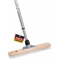 BawiTec Reinigungsbürste Schrubber 40cm Großraumschrubber mit Teleskopstiel Stiel verstellbar, Innenbereich, Aussenbereich, glatte Böden, Extra Breit