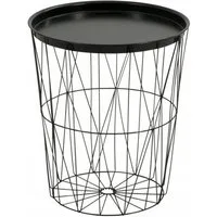 Meinposten Beistelltisch Metalltisch Couchtisch Drahttisch rund schwarz 46x40 cm (1-St), Tablett funktion