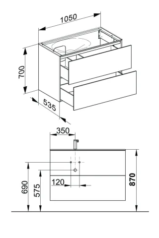 Keuco Waschtischunterschrank Edition 11 31255, 1 Front-Auszüge, anthrazit Lack seidenmatt/Glas anthr 31255110000