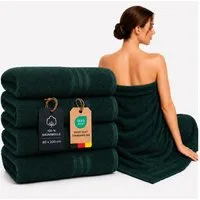 Komfortec Saunatuch Premium XXL Saunatuch 4er Set - 80x200 cm, Frottee (Set, 4-St), extra Große, XXL Saunatuch, 100% Baumwolle, Weich, Schnelltrocknend