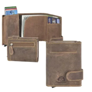 Kartenetui mit Alucase aus Leder antikbraun | Greenburry Vintage | Sicherer RFID-Schutz und kompakte Übersicht im Alltag.