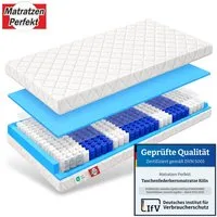 Taschenfederkernmatratze KÖLN, mit 7 ergonomische Liegezonen im Federkern, BELASTBAR BIS 160 KG, Matratzen Perfekt, 20 cm hoch, (90x200 cm 140x200 cm & alle Größen, ORTHOPÄDISCHE KÖRPERANPASSUNG), Zertifizierte Qualität, 30 Tage Probeschlafen