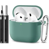 TUWENA Kopfhörer-Schutzhülle Silikon Hülle Kompatibel mit AirPods 4, mit Reinigungsset & Karabiner, Support Wireless Charging and Front LED Visible mit Schlüsselring
