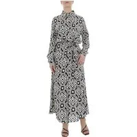 Ital-Design Maxikleid Damen Freizeit (85885217) Ornamente Blusenkleid in Schwarz