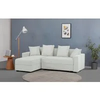 Ecksofa KILLAM, 217 cm, L-Form, mit Schlaffunktion u. Bettkasten, Schlaffunktion u. Bettkasten, links/rechts, Cord und Webstoff