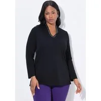 Ulla Popken T-Shirt Shirt A-Linie Kelchkragen Langarm Pima Cotton